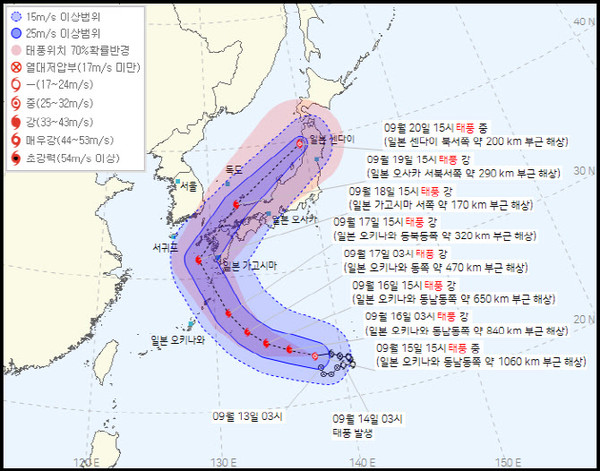 14호 태풍 난마돌 태풍 경로